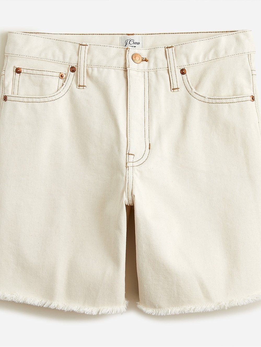 J. Crew Cream Denim Frayed-Hem Shorts